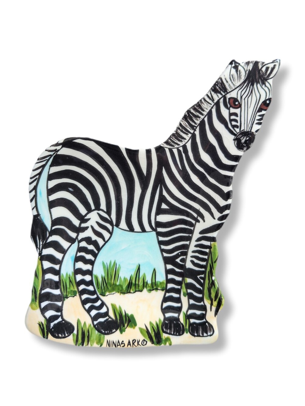 VTG Nina Lyman Ninas Ark Ceramic Zebra Trinket Dish Catchall Plate
